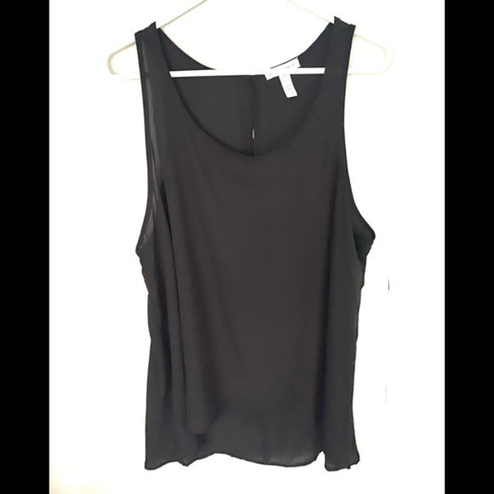 AMBIANCE APPAREL sheer black sleeveless too - 2X